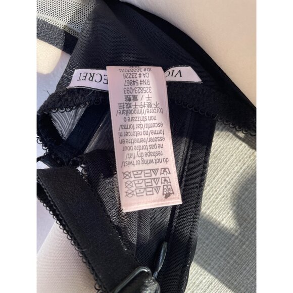 Victorias Secret Black Lace & Mesh Bustier With Attached Garters Size 36D - Picture 5 of 12